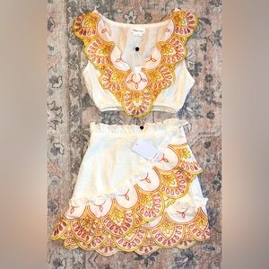 But on revolve Lovers and Friends Top is XXS but fits like an XS skirt is XS NWT